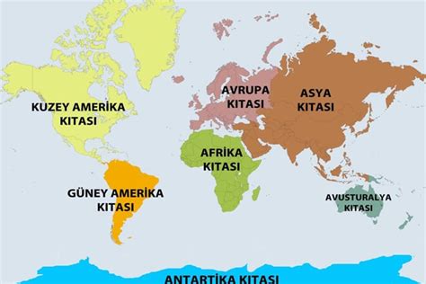 kıtaların haritada gösterimi